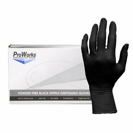 HOSPECO ProWorks, Nitrile Disposable Gloves, 3 mil Palm Thickness, Nitrile, Powder-Free, M, 100 PK GL-N115FM